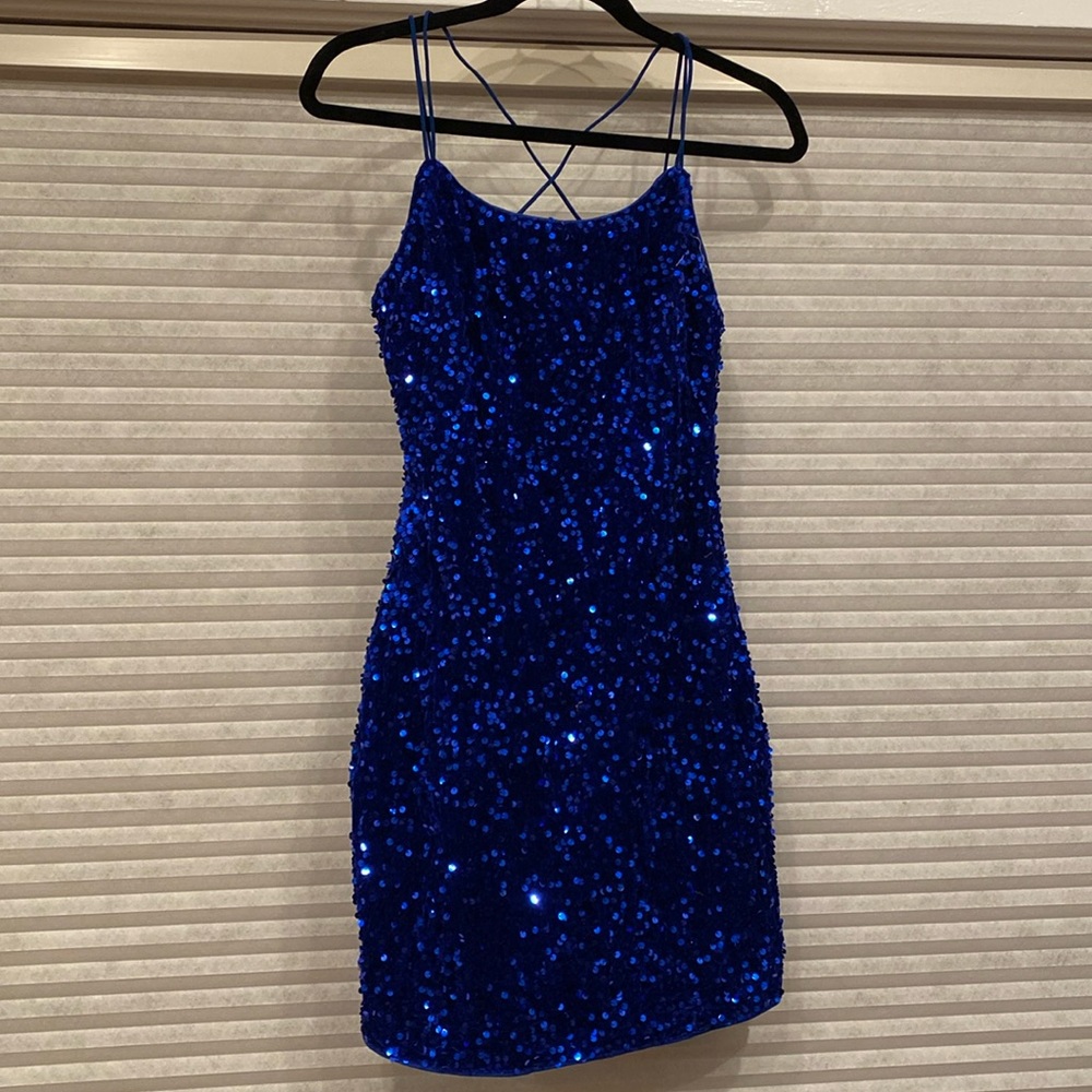 Blue sequin dress